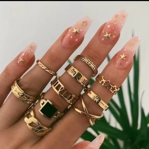 New Luxury Shiny Square Crystal Stone Gold rings